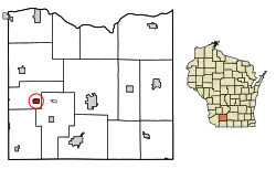 Location of Cobb in Iowa County, Wisconsin.