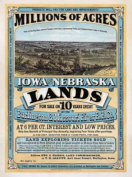 Image 33A land offer from the Burlington and Missouri River Railroad, 1872 (from History of Nebraska)