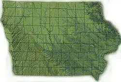 Image 47Topography of Iowa, with counties and major streams (from Iowa)