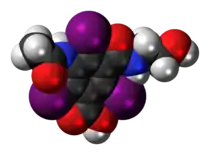 Space-filling model of the ioxitalamic acid molecule