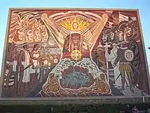 Mural depicting Irapuato's Purépecha and Spanish history