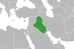 Map indicating locations of Iraq and Palestine