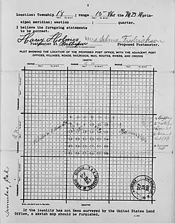 Map/diagram submitted with Irmulco post office application, 1911