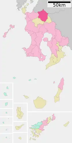 Location of Isa in Kagoshima Prefecture