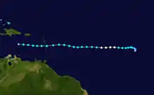 A track map of Hurricane Isaac