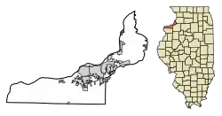 Location of Cordova in Rock Island County, Illinois.