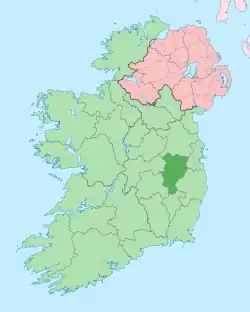 Location of County Kildare (dark green) in Ireland