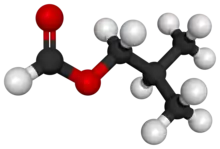 Ball and stick model of isobutyl formate