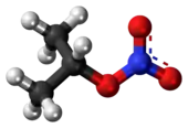 Ball-and-stick model of the isopropyl nitrate molecule