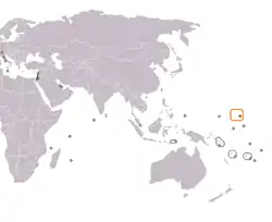 Map indicating locations of Israel and Marshall Islands