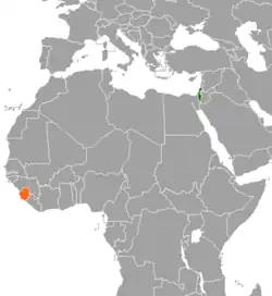 Map indicating locations of Israel and Sierra Leone