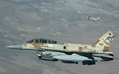 F-16I Sufa of 253rd Squadron "Negev" during an exercise, based on Ramon