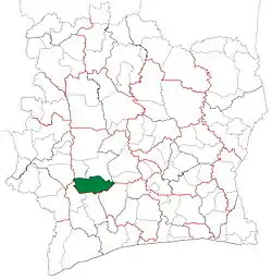 Location in Ivory Coast. Issia Department has retained the same boundaries since its creation in 1980.