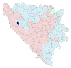 Location of Istočni Drvar within Bosnia and Herzegovina