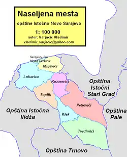 Location of Istočno Novo Sarajevo