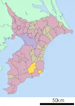 Location of Isumi District in Chiba