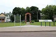 The Italian Hall site in 2018 before the granite memorial was installed