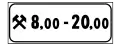 Timetable: the sign between the hours shown but only in working days (represented by the two hammers crossed)