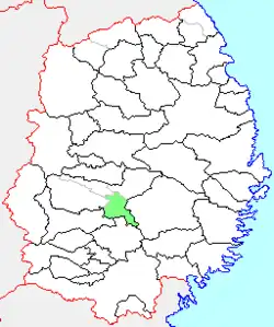 Location of Tōwa in Iwate Prefecture