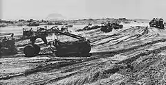 Seabee working on Iwo Jima South Field, Airfield Number 1