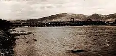 The construction of the bridge near Malosiste, Gevgelija. The bridge connects the motorway Ljubljana-Gevgelija (1950s).