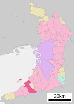 Location of Izumisano in Osaka Prefecture