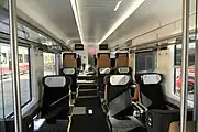 View of the  first class interior of Stadler FLIRT3 "Traverso"