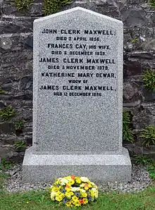 Clerk Maxwell family gravestone in detail.