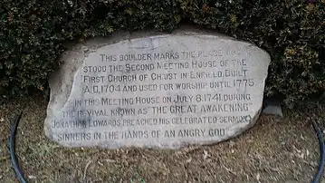 Image 10Monument in Enfield, Connecticut, commemorating the location where Sinners in the Hands of an Angry God was preached (from First Great Awakening)