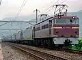 EF65 123 in original maroon Yuyu Salon Okayama livery