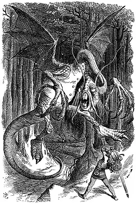 Image 2"Jabberwocky"Illustration: John TennielThe Jabberwock, the titular creature of Lewis Carroll's nonsense poem "Jabberwocky". First included in Carroll's novel Through the Looking-Glass (1871),  the poem was illustrated by John Tenniel, who gave the creature "the leathery wings of a pterodactyl and the long scaly neck and tail of a sauropod". "Jabberwocky" is considered one of the greatest nonsense poems written in English, and has contributed such nonsense words and neologisms as galumphing and chortle to the English lexicon.More selected pictures