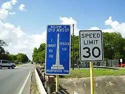 Jacinto City entrance sign