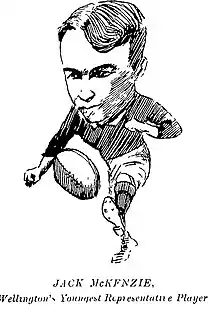 Cartoon of a rugby player kicking a ball