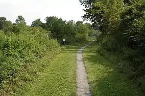 A trail in Jacobsburg Environmental Education Center, a Pennsylvania state park in the township