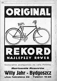 Advert. for Bike Firm at Nakielska 89, ca. 1936