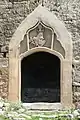 Jajce fortress, southwest entrance with the royal Kotromanić coat of arms