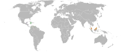 Map indicating locations of Jamaica and Malaysia