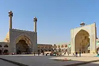 Courtyard of the Friday Mosque in Isfahan, with its four-iwan layout dating from the early 12th century