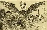 Death Dominating the Deadly Sins (1904) etching, 9 x 14 cm., Royal Library of Belgium, Brussels