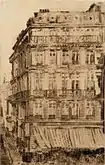 Boulevard Anspach  (1888) drypoint, 13.9 x 9.2 cm., Museum of Fine Arts, Ghent
