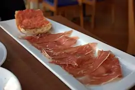 Sliced jamón ibérico