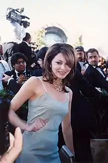 Jane Leeves sporting a slip dress in 1995