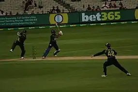 Janith Liyanage batting in his debut innings vs Australia at the MCG