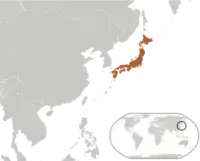 Location of Japan on the world map