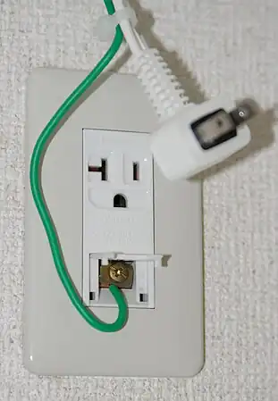 Japanese socket having the narrowest socket face with grounding post, for an air conditioner