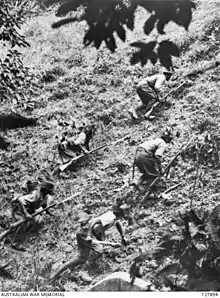 Japanese troops advancing near Gemas.