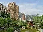 Skyscrapers overlooking the Japanese Garden