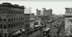 Jasper Avenue, looking east from 101 Street, circa 1930; all of Edmonton's streetcar lines originated from here.