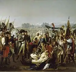 Napoleon is presented the body of Desaix by Jean Broc.