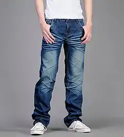 Blue jeans, made of denim coloured with indigo dye, patented by Levi Strauss in 1873, became an essential part of the wardrobe of young people beginning in the 1950s.